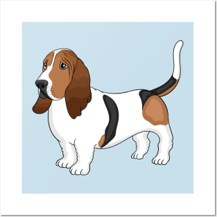 Basset hound dog cartoon illustration Posters and Art